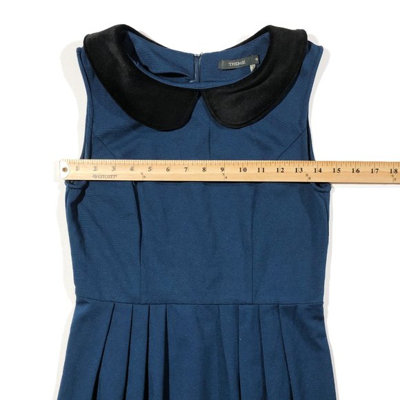 Theme Womens Size S Blue/Teal Peter Pan Collar Retro Sleeveless Dress - Picture 3 of 7